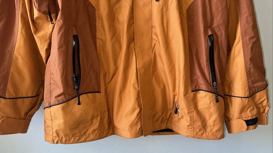 SPYDER ORANGE BROWN WITH GRAY LINER JACKET HOODED EXTERIOR JACKET Sz XL - Image 4 of 4
