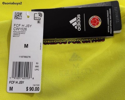 Adidas Men's JAMES Colombia Home Soccer Jersey, CW1526, Yellow