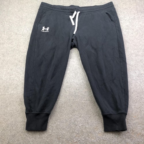 Under Armour Sweatpants Womens 2XL Black Fleece Joggers Elastic Waist Pockets