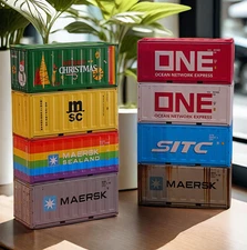 8X 1/50 Truck Models Shipping Container Diorama Scenery Miniature Storage Box