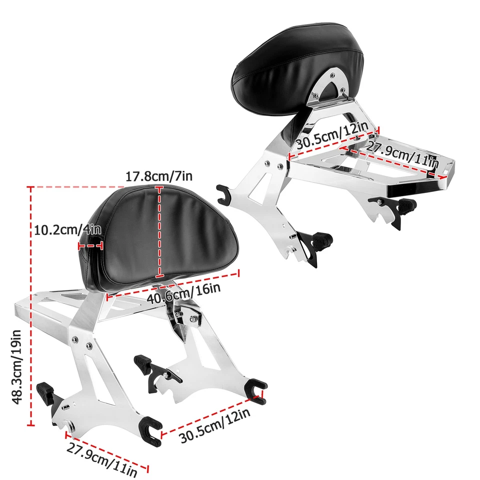 Backrest Pad Black & Chrome For Victory Cross Roads and Cross Country 2010-2016 - Изображение 2 из 4
