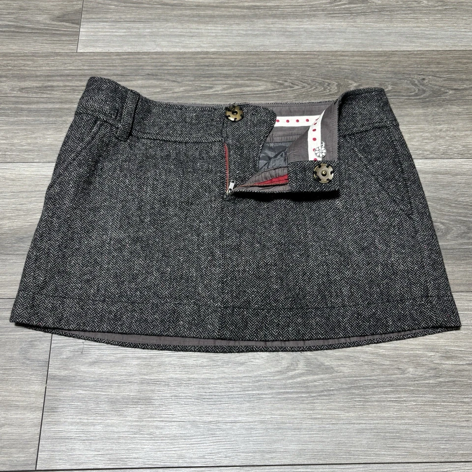 Minifalda para mujer American Eagle mezcla de lana talla 10 gris espiga tweed Foto 2 de 4