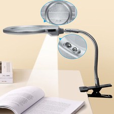 2X LED Lamp Lighted Magnifier Clip-on Table Top Desk Magnifying Glass with Clamp