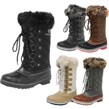 Women Insulated Waterproof Snow  Boots Warm Faux Fur Lined Mid Calf Boots