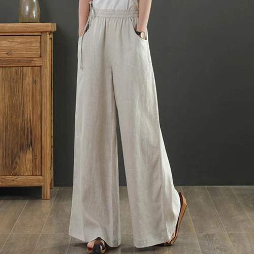 Women Loose Fit Elastic Waisted Palazzo Pant Ladies Daily Wear Casual - Picture 46 of 54