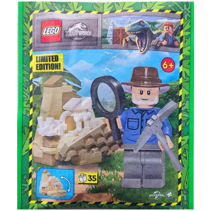 yu ❁..・ LEGO Jurassic World Alan with Dino Skeleton Foil Bag 122334