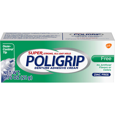 4 Pack Super Poligrip Free Travel Size, .75-Ounce