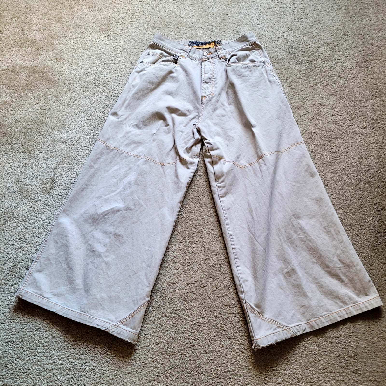 GREED Vintage 90s Y2K Wide Leg Baggy Rave EDM Pants pipes JN