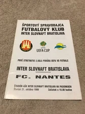 1999 INTER SLOVNAFT BRATISLAVA V NANTES UEFA CUP 2ND ROUND 1ST LEG PROGRAMME VGC