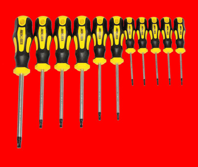 11 tlg. TORX Schraubendreher Set T6 - T40 T-Profil Schraubenzieher Ohne Bohrung