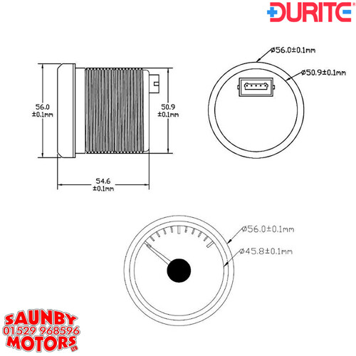 Durite 0-525-42 LED Illuminated Marine Voltmeter 12v Gauge Scale 8~16V