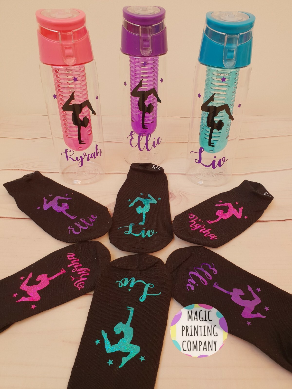 SAOLA Borsa Palestra Personalizzata Ginnastica Acqua & Calzini Danza Palestra QUALSIASI NOME Squadra REGALO