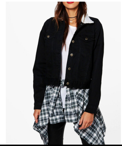 denim jacket borg collar womens