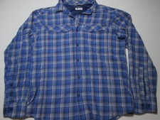 Columbia Mens Size M Casual Shirt Blue Long Sleeve Chest Pockets Check Buttons