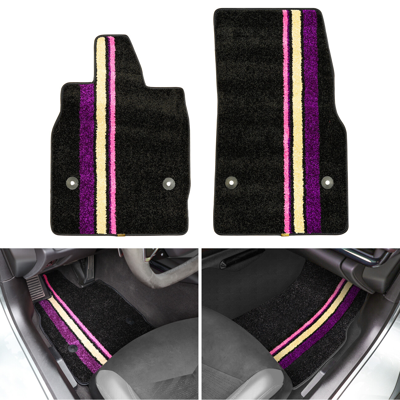 Front Binding Floor Mats All-Weather Carpet Tricolor for Corvette C8 Coupe 20-24