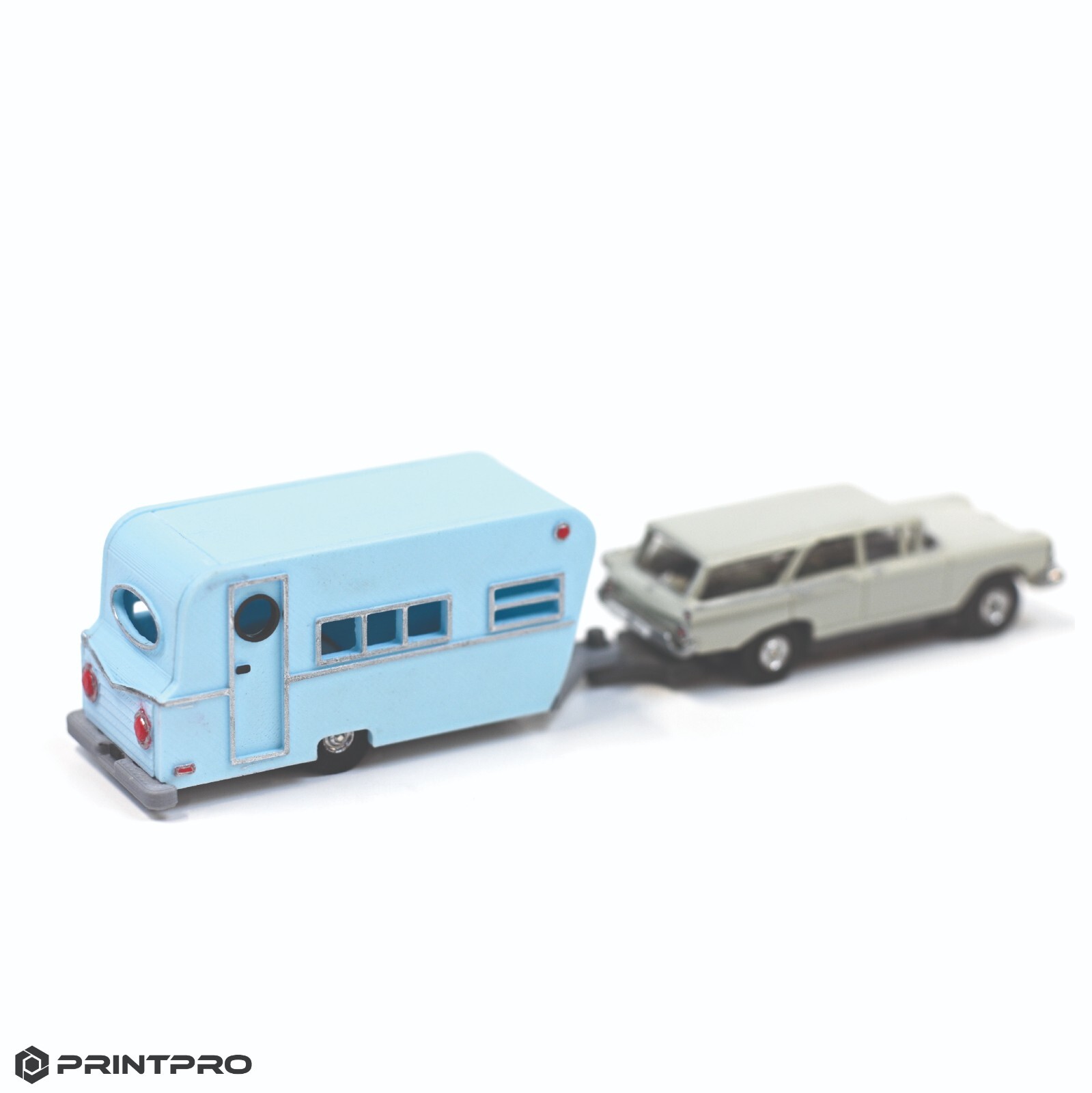 Printpro HO Scale Ice Blue Camper Trailer Kit Fits Aurora Thunderjet