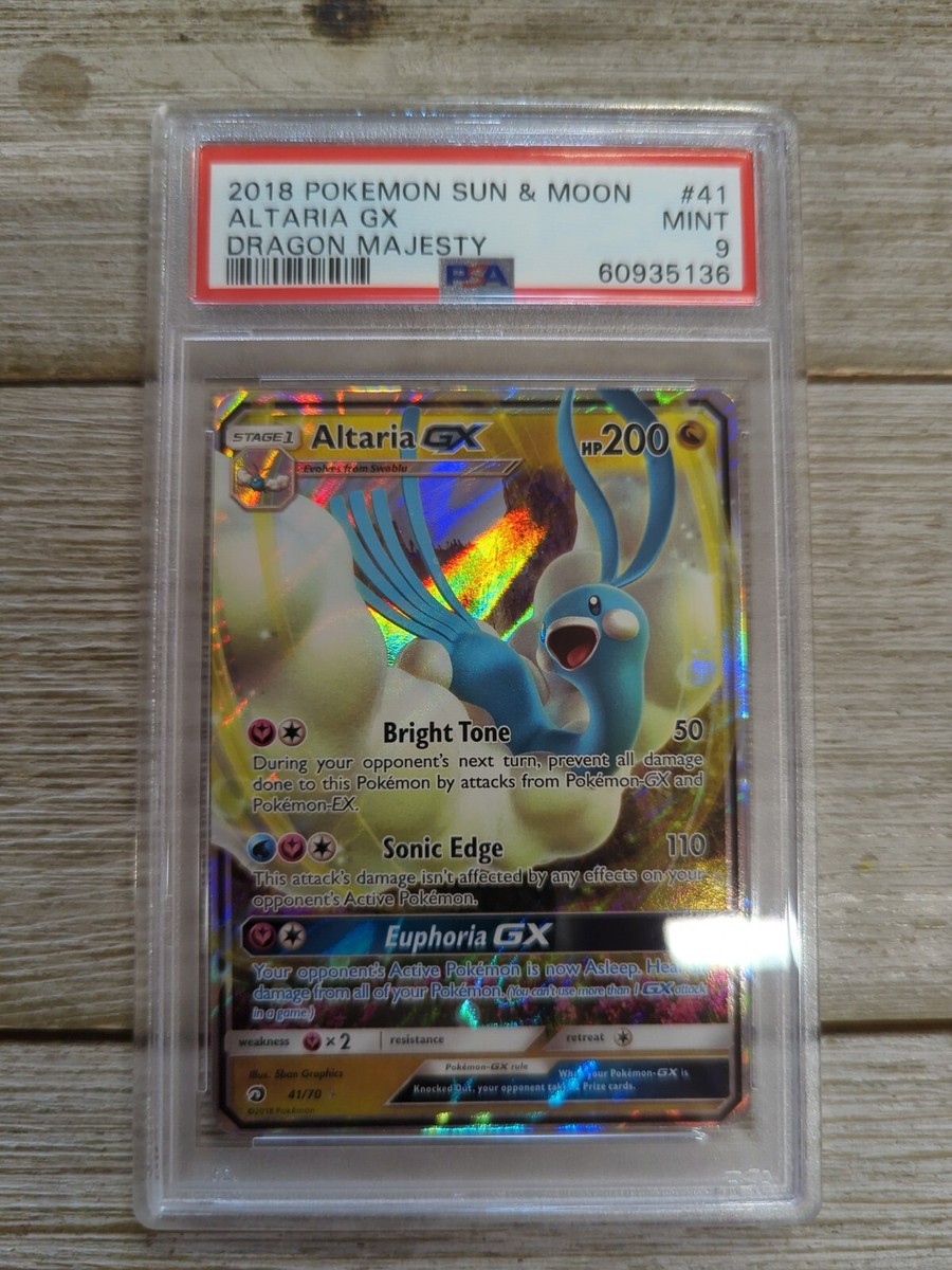 PSA 9 Graded 2018 Pokemon Sun & Moon Altaria GX Dragon Majesty #41