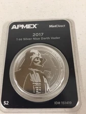 1oz APMEX 2017 Niue Darth Vader .999 Fine Silver