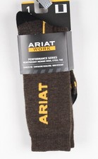 Ariat Men's Socks Merino Wool Crew Heavyweight Performance Work Brown 10036485