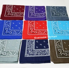 COWBOY WESTERN BANDANA 100% COTTON PAISLEY PRINT SCARVE HANDKERCHIEF FAVORS 
