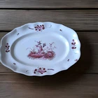 Rare Oval Dish In Faience From St Clément Chinese Rose Model