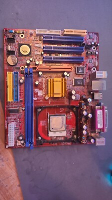 P4M80-M4 Motherboard W/ Pentium 4 2.8 GHz CPU & Motherboard. Unknown if working.