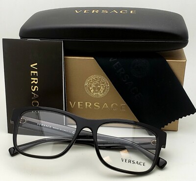New Authentic Versace 3266 GB1 Eyeglasses Black 55-17 145 New VERSACE Rectangular Eyeglasses MOD. 3266 GB1 55-17 Black  main image 3