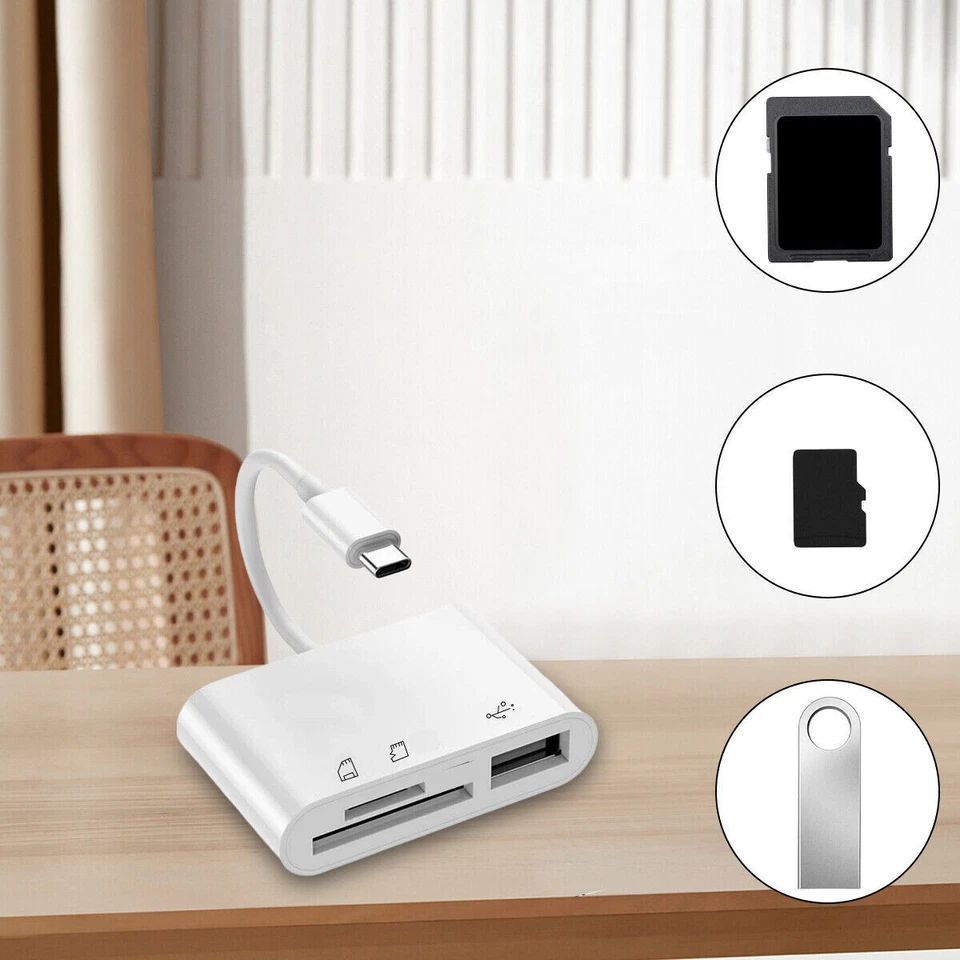 USB-C To SD Card Reader Adapter Type-C For Apple iPad Macbook Pro Air iPhone 15 - Image 2 of 4