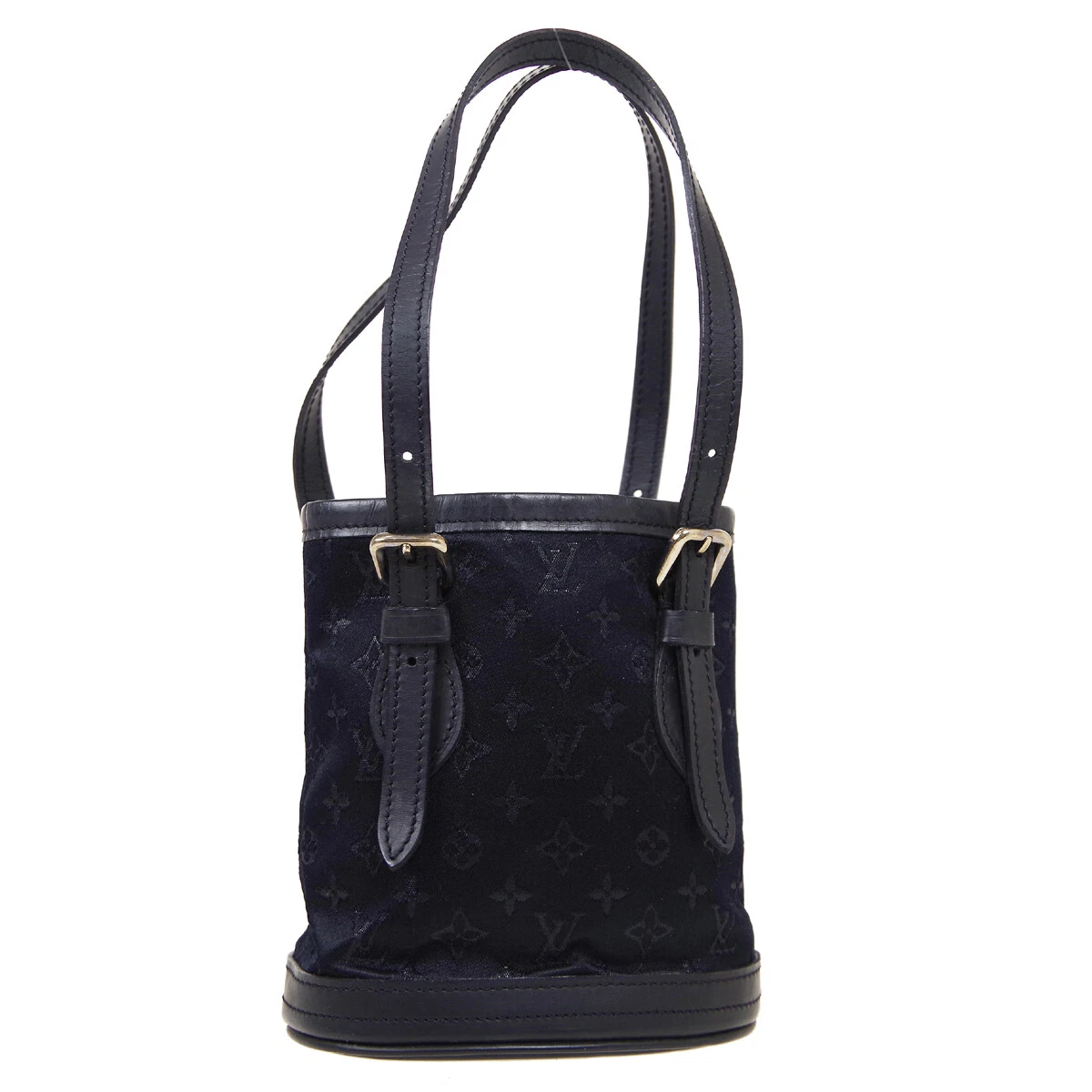 LOUIS VUITTON LITTLE BUCKET HAND BAG SR0021 BLACK MONOGRAM SATIN M92144  34352