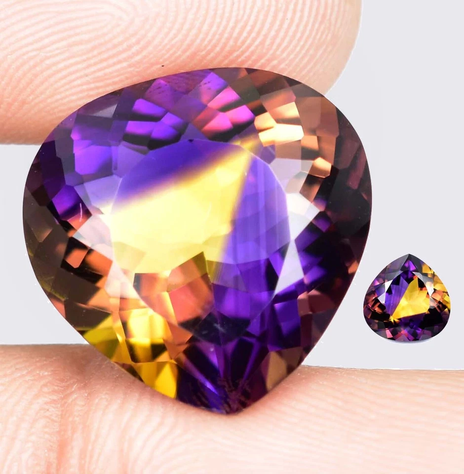 1 Par 10 x 10 MM Natural Bicolor Bolivia Ametrino Piedras Preciosas Sin Tratar Certificadas Foto 3 de 4