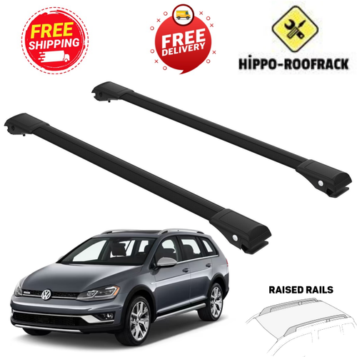 For VW Golf VII Alltrack 20132019 Roof Racks Cross Bars Set Black 2