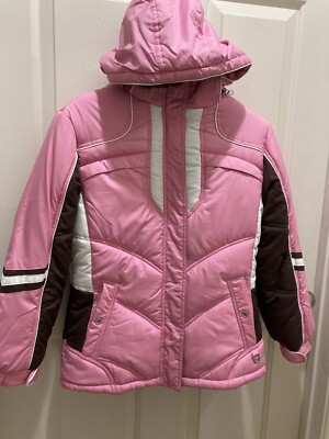Protection System Girls Puff Jacket Hooded Size 14 Pink