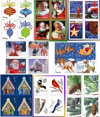 20 Christmas Forever Stamps Book USPS Holiday Evergreen Santa Winter