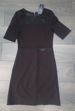 FRENCH CONNECTION Black Mesh Panel Pencil Dress Size 8 Cocktail Party Sexy