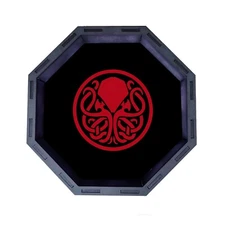 Red Cthulhu Octagon Wooden Dice Tray, Rolling Tray D&D Tabletop Board Games