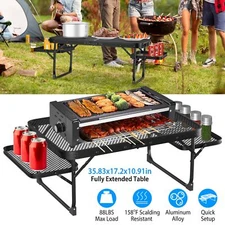 Folding Mesh Camping Table Outdoor Picnic Heavy Duty BBQ Grill Stand Portable