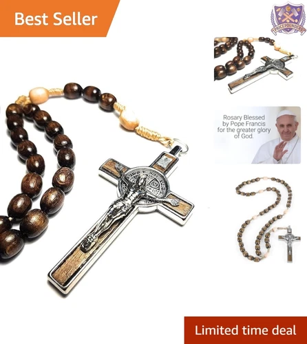 Authentic Italian Rosary Necklace Blessed by Pope - 21.5" with Proof of Blessing