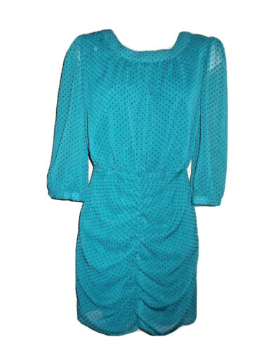 Blaugrün gerissen Tupfen Langarmkleid von I Love Robson Kleid Gr. Small - Bild 1 von 7