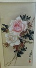 STUNNING Vintage Asian Wall Hang Scroll Painting Asian Art Signed - Rose Flowers — photo 1