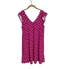 Loft Hot Pink Floral V Neck Shift Dress Small