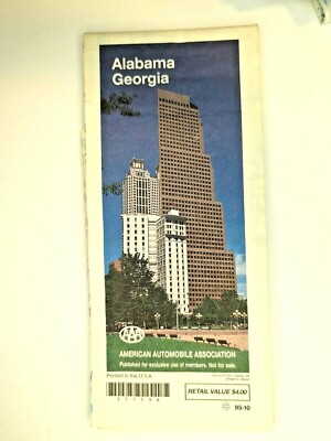 ALABAMA & GEORGIA Map Vintage 1995 AAA State Map