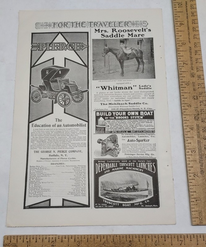 1904 - Mehlbach Saddle Co / Mrs Roosevelt's Saddle - magazine ad - listing #5379