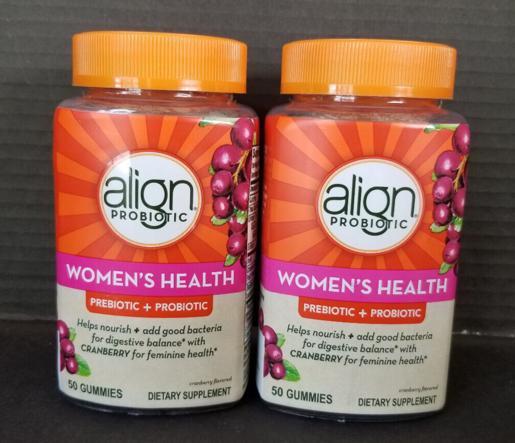 100 Align Women's Health Prebiotic + Probiotic +Cranberry Gummies, 2x50