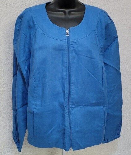 Relativity Womens Jacket Coat Size 1X Blue Linen - Picture 11 of 12