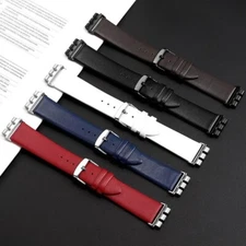 21mm Leather Watch Strap For Swatch YVS-420/451/400 Metal Connector With Adapter