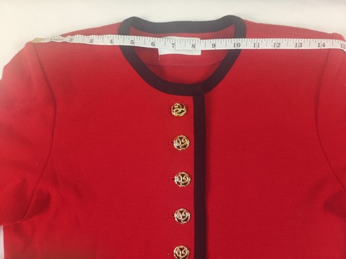 YVES SAINT LAURENT RED WOOL LONG SLEEVE GOLD BUTTON Size M - Picture 7 of 13