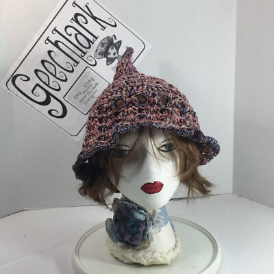 Hedge witch hat, wizard, elf, gnome, crochet, fairy cap, Geechlark 6817