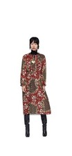 ZARA MULTICOLOURED METALLIC THREAD PRINTED MIDI FLOWING DRESS SIZE L