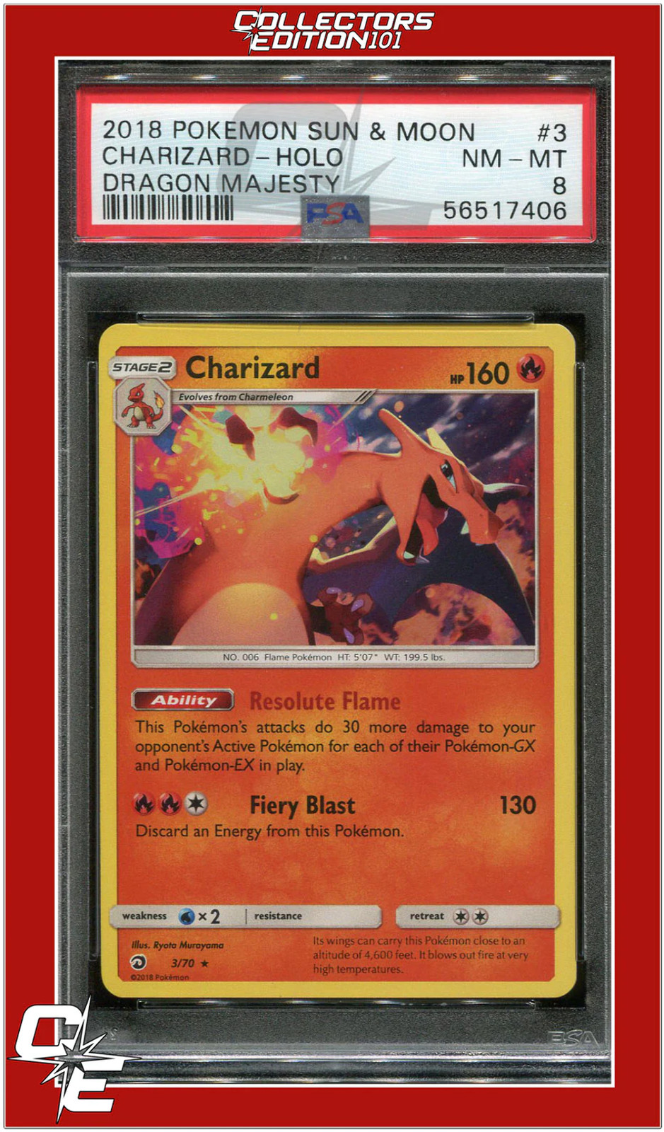 Dragon Majesty 3 Charizard Holo PSA 8