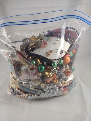 5 Pound Used Costume Jewelry Lot for Crafting Vintage to Now Some Wearable #159